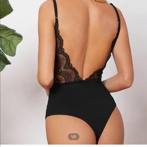 Open back lace bodysuit